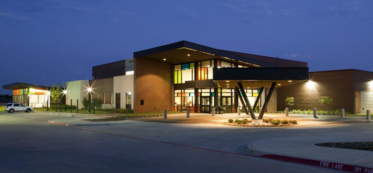 Outside evening view of the Crowley Recreation Center